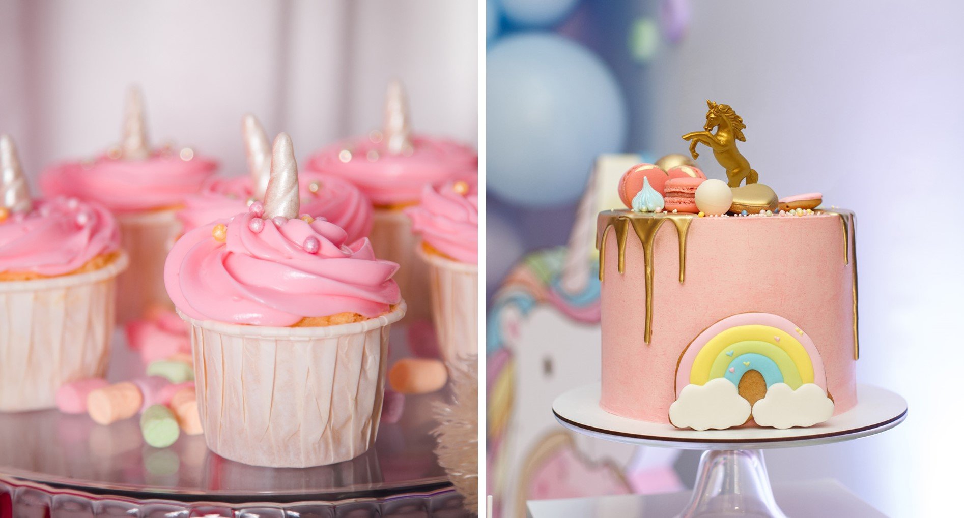 Yksisarviskakku ja yksisarvis muffinssit