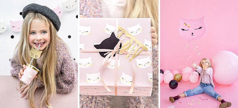 Kissajuhlat lahjapaperi ja kissa pinjata