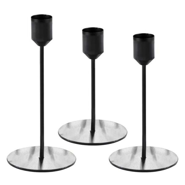 Ljusstake - Matt svart, 3-pack