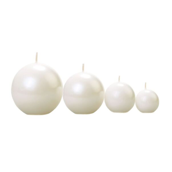 Valkoinen helmiäishohtava pallokynttilä