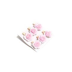 Dekorationsrosor med klädnypa - Rosa, 3,5cm, 6-pack