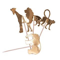 Viidakko-aiheiset koristetikut, Villit Eläimet, Kulta, 20kpl