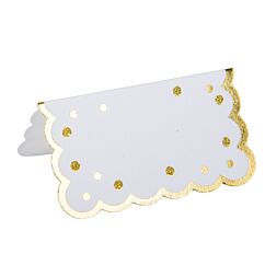 Placeringskort - Vita med guldprickar, 8-pack