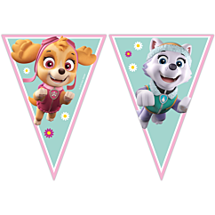 Ryhmä Hau (Paw Patrol) -aiheinen muovinen lippuviiri, jossa koiranpennut Kaja ja Halti.