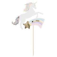 Tårtdekoration - Enhörning, Guld och pastell