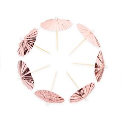 Cocktailparaplyer - Metallic Roséguld, 10-pack