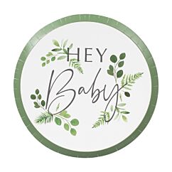 Papptallrikar - Botanical Hey Baby, 24cm, 8-pack