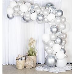 Mahtava ilmapallokaari, hopea-valkoinen, 5 m.