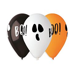 Ballonger - Halloween Boo, 33cm, 5-pack