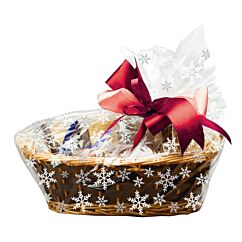 Cellofanpåse för presentkorg 40cmx45cm - Snöflingor, 6-pack