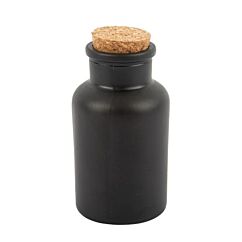 Svart glasflaska med kork,11,5x5,7cm, 125ml