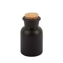 Svart glasflaska med kork, 7x4cm, 30ml