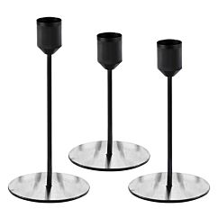 Ljusstake - Matt svart, 3-pack