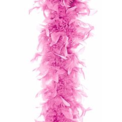 Vaaleanpunainen puuhka, höyhen boa-asuste.