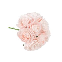 Rosbukett - Skumplast, Ljusrosa, 8 rosor, 15cm