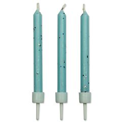 Vaaleansiniset glitter kakkukynttilät, 10 kpl.