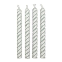 Valkoiset raidalliset kakkukynttilät, 24 kpl.