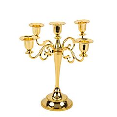 Kandelaber / Ljusstake - 5-armad, Guld, 27cm