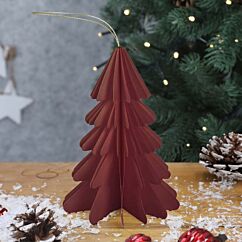 Pappersprydnad - Vinröd gran, 15 cm