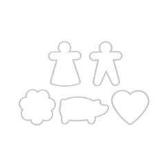 Jouluiset piparkakkumuotit: reki, poro, joulukuusi ja lumiukko. Kätevät muotit ihastuttavien kolmiulotteisten piparien valmistamiseen.