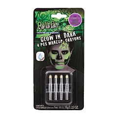 Glow in the dark - ansiktskritor, 4-pack