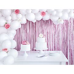 Metallinhohtoinen kanervanvärinen taustaverho. Koko 90 x 250 cm.