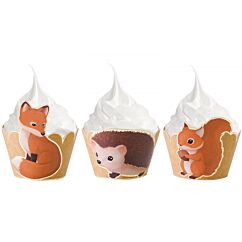 Cupcake-setti, Metsäneläimet, 6 kpl. Kettu, kauris, karhu.