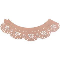 Vaaleanpunaiset helmiäishohtavat kuppikakkukääreet ruusunkuvioilla, 12kpl