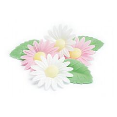 Ätbara dekorationer - Våffelblommor och blad, Tusensköna