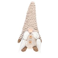 Tomte med flätor - Beige, 27cm