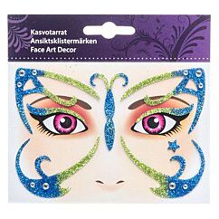 Ansiktsklistermärken - Fjäril Blå/grön