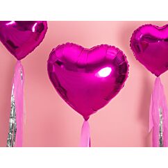 Sydämen muotoinen fuksia foliopallo, 45 cm.