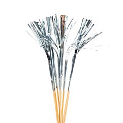 Långa dekorationspinnar - Metallic Silver, 10-pack