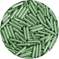 FunCakes Sugar Rods Metallic Green - Metallinvihreät jättikoristerakeet, 70 g.