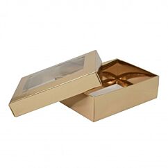 Ask med fönsterlock, 158x75x34mm - Guld, 10-pack