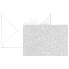 Glitterkort 2-delad - Silver + kuvert, 5-pack