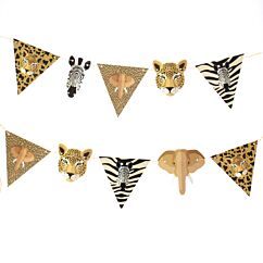 Lippuviiri safarin eläimillä (norsu, pantteri ja seepra)