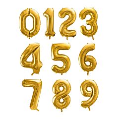 Numerofoliopallot, kultaiset, koko 86 cm.