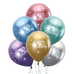 Ballongbukett - Happy Birthday, Chrome, 6-pack