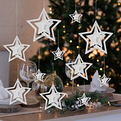 Ripustettavat 3D Tähdet, Hopea,  11 kpl
