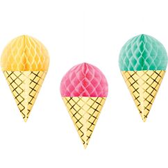 Ripustettavat jäätelökoristeet hunajakennolla, 3 kpl.