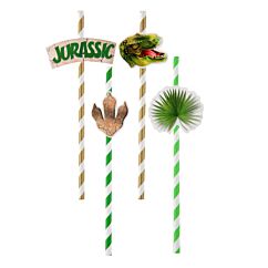 Papperssugrör - Jurassic Dino, 8-pack