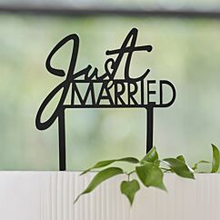 Cake topper av akryl - Just Married, Svart, 12cm