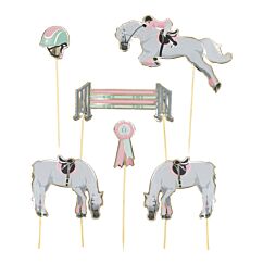 Hevosaiheiset kakkukoristetikut, 6 kpl.