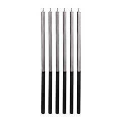 Tyylikkäät hopean- ja mustanväriset pitkät kakkukynttilät, 6 kpl.