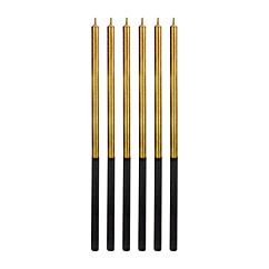 Tyylikkäät kullan- ja mustanväriset pitkät kakkukynttilät, 6 kpl.