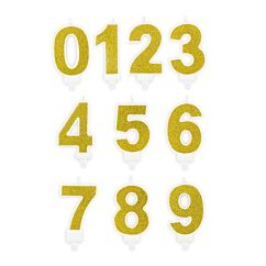 Siffertårtljus - Guldglitter