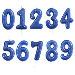 Siffertårtljus - Blå/Glitter