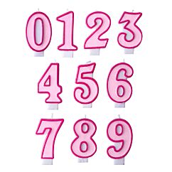 Vaaleanpunainen numerokakkukynttilä.