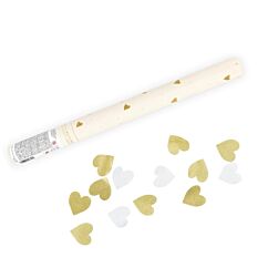 Konfettirör - Vita och gyllene hjärtan